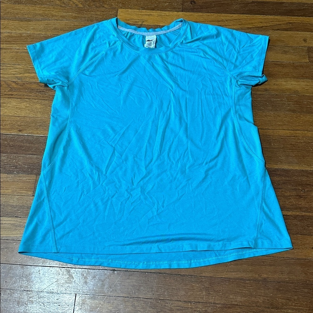 Avia Teal Short Sleeve Running Shirt, Large